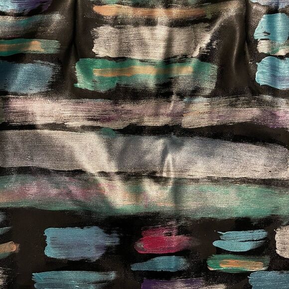 Small Dynamite Black Custom Hand-painted Paint Strip Faux Leather Mini Skirt - Picture 3 of 7